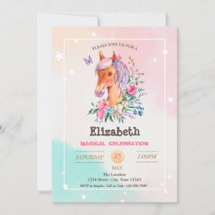 Verliebenswertes hübsches Pony Geburtstag Einladung