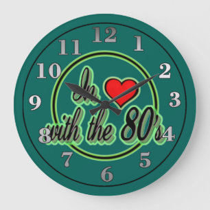 Verliebt in die 80er Retro-Grün-Logo-Wanduhr Große Wanduhr
