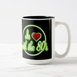 Verliebt in die 80er Retro Grün Neon Logo Tasse