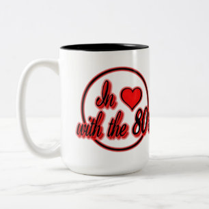 Verliebt in die 80er Retro-Rot-Logo-Tasse Zweifarbige Tasse