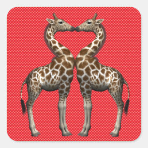 Verliebte Giraffen Quadratischer Aufkleber
