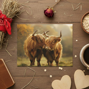 Verliebte Hochlandrinder Postkarte