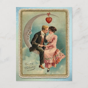 Verliebte im Mondschein zum Valentinstag Postkarte