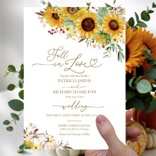 Verliebte Sonnenblume Kürbis Hochzeit Einladung