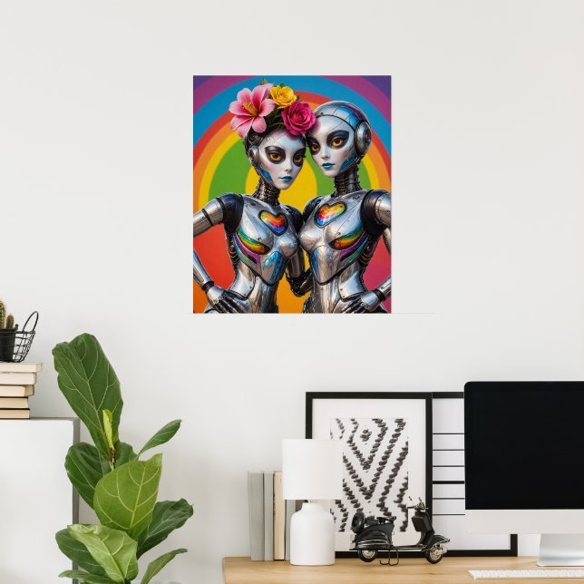 Verliebte weibliche Roboter  Poster (Heimbüro)