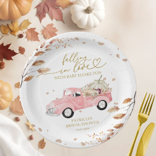 Verliebter Kürbis Herbst Baby Shower Pappteller