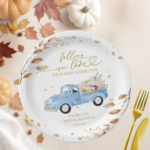 Verliebter Kürbis Herbst Baby Shower Pappteller