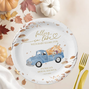 Verliebter Kürbis-Herbst-Baby-Shower Pappteller