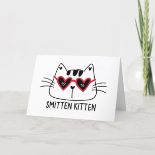 Verliebtes Kätzchen Valentinstag Katze rotes Herz  Feiertagskarte