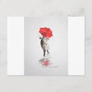 Verliebtes Paar beim Küssen Postkarte