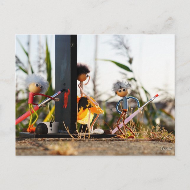 Verliefd fubby poppetje dat hart heeft geschilderd postkarte (Vorderseite)