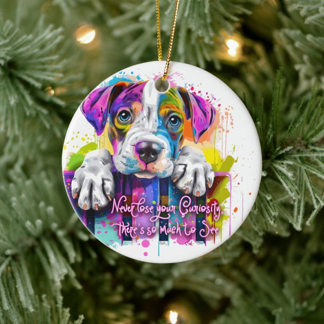 Verlieren Sie nie Ihre Neugier, es gibt so viel zu Keramik Ornament (Baum)