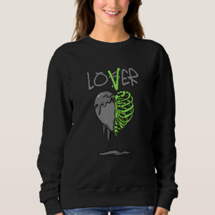 Verlierer Herz Knochen Triefend Retro Grüne Bohne Sweatshirt
