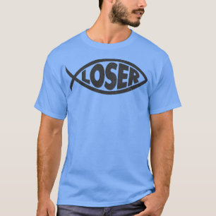 Verlierer Schlaffi 90er Jesus Fisch Schwarz T-Shirt