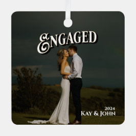 Verlobt Elegantes Minimal & Modernes Foto Ornament Aus Metall