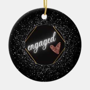 Verlobt Glam Schwarz und Silber Keramik Ornament
