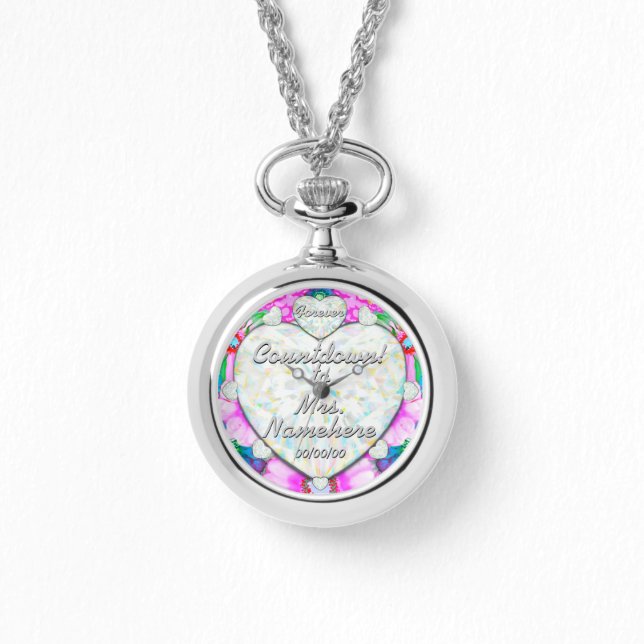 Verlobt! Hochzeitszählung! Nachname hinzufügen! &  Armbanduhr (Vorderseite)