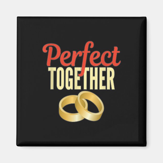 Verlobt Perfect Together Gold Wedding Bands Bride Magnet (Vorne)