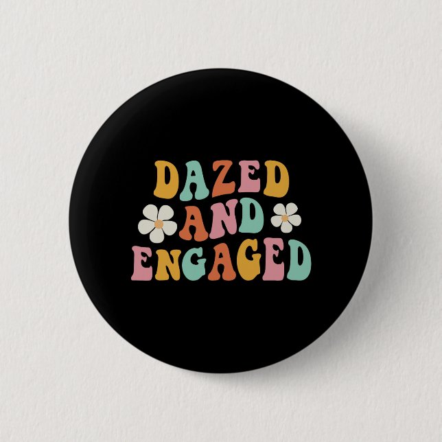 Verlobte Blume Groovy Bachelorette Teil Button (Vorderseite)