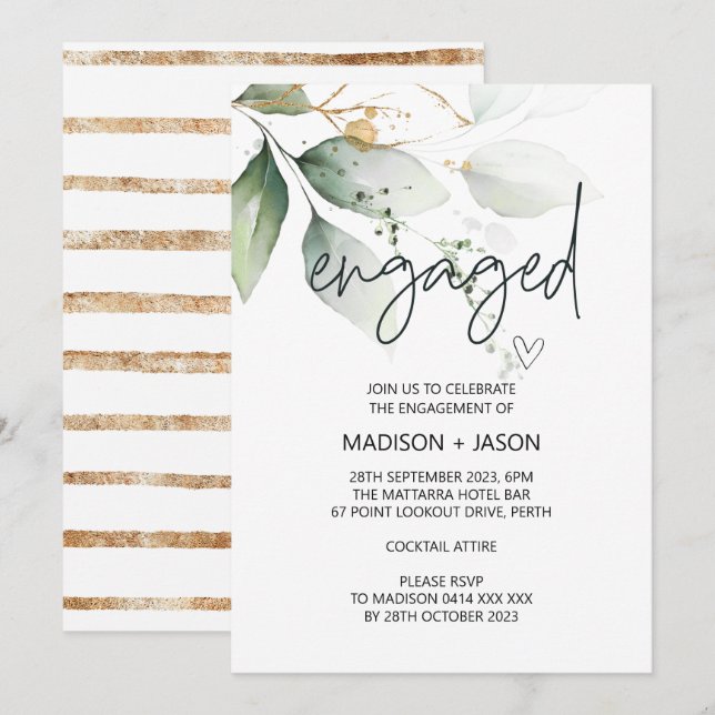 Verlobte Engagement Party Verheiratete Grünen Einladung (Vorne/Hinten)