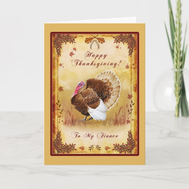 Verlobte Happy Thanksgiving Turkey Card Feiertagskarte (Vorderseite)