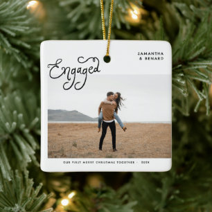 Verlobte Paare Foto Whimsical Keramikornament