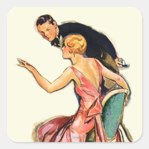 Verlobte Paare Quadratischer Aufkleber