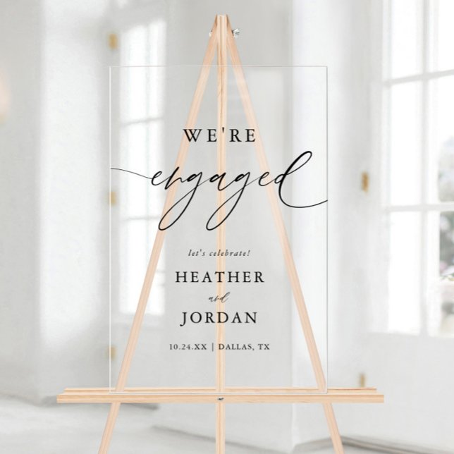 Verlobte Partei für zeitgemäßes kalligrafisches En Acrylschild (Von Creator hochgeladen)