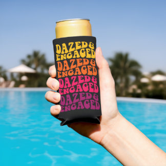 Verlobte Retro-Rainbow-Typografie Selters Dosenkühler