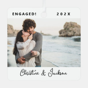 Verlobte Weihnachten   Modernes Trendy Couple Foto Ornament Aus Metall