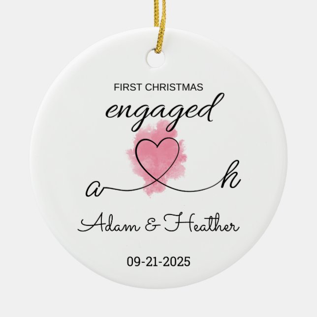 Verlobte Weihnachtsschmuck, Erste Weihnachtszeit Keramik Ornament (Vorne)