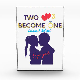 Verlobten zwei Herzen werden eins Fotoblock