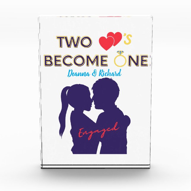 Verlobten zwei Herzen werden eins Fotoblock (Vorderseite)