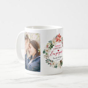 Verlobter Blumenstrauß zu Weihnachten 2 Fotos Kaffeetasse