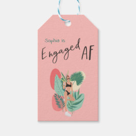 Verlobtes AF Rosa und Schwarzes Bachelorett Brautp Geschenkanhänger