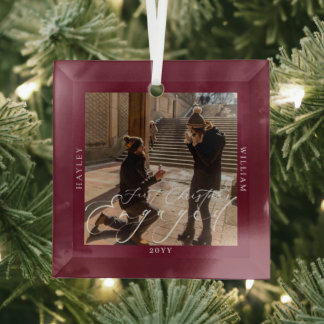 Verlobtes Foto Port Wein Ornament Aus Glas