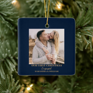 Verlobtes Foto zum ersten Mal Weihnachten Keramikornament