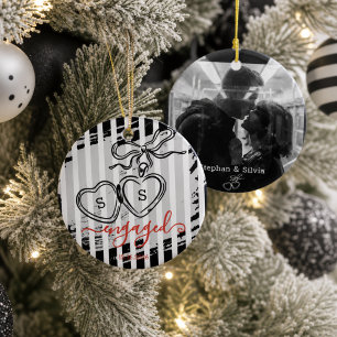 Verlobtes Herzanhänger mit individuellem Foto Keramik Ornament