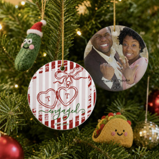Verlobtes Herzanhänger mit individuellem Foto Keramik Ornament