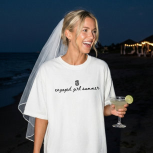 Verlobtes Mädchen Sommer Minimalistischer Schwarze T-Shirt