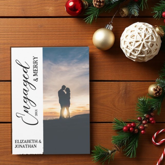 Verlobtes und Merry Couple Foto Feiertagskarte (Von Creator hochgeladen)