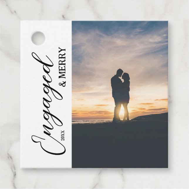 Verlobtes und Merry Couple Foto Geschenkanhänger (Vorderseite)