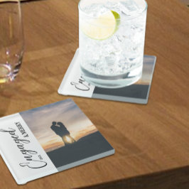 Verlobtes und Merry Couple Foto Glasuntersetzer