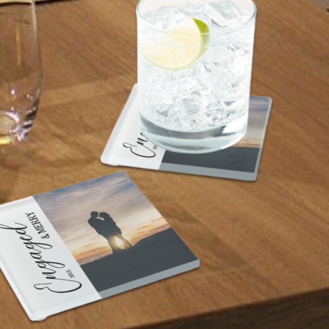 Verlobtes und Merry Couple Foto Glasuntersetzer (Von Creator hochgeladen)