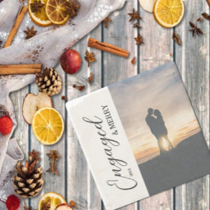 Verlobtes und Merry Couple Foto Steinuntersetzer