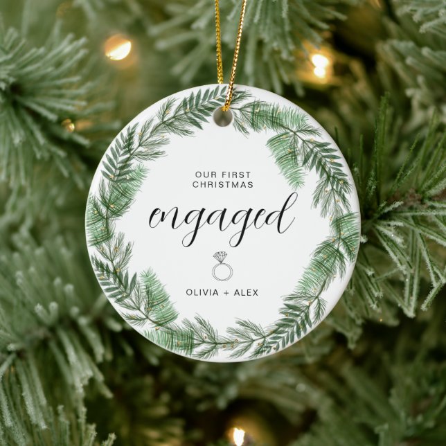 Verlobtes Weihnachtsgeschenk für Paare Keramik Ornament (Baum)