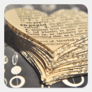 Verlobtes Wörterbuchherz Quadratischer Aufkleber