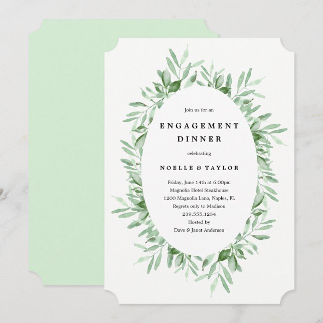 Verlobung-Abendessen Einladung (Vorne/Hinten)