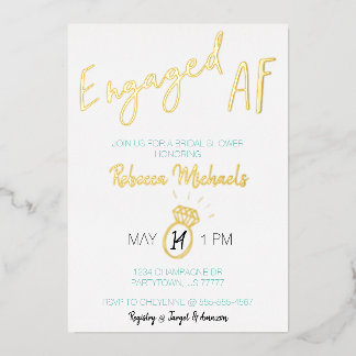 Verlobung AF Gold Metallic Schriftzug Brautparty Folieneinladung