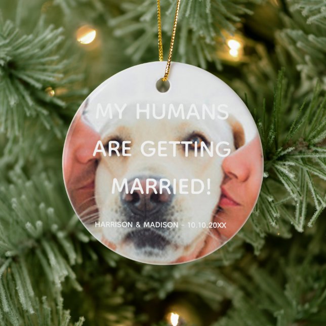 Verlobung Ankündigung benutzerdefiniertes Foto Wei Keramik Ornament (Baum)